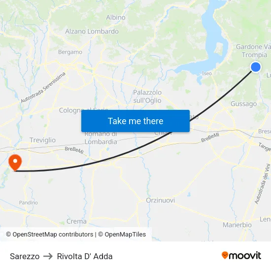 Sarezzo to Rivolta D' Adda map