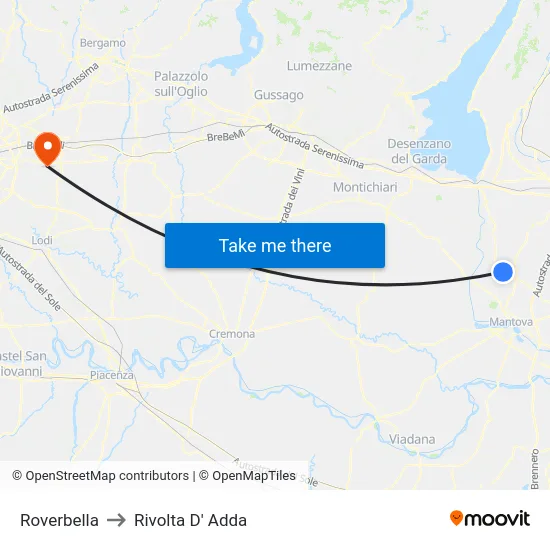 Roverbella to Rivolta D' Adda map