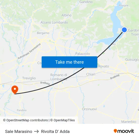 Sale Marasino to Rivolta D' Adda map