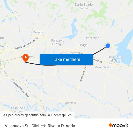 Villanuova Sul Clisi to Rivolta D' Adda map