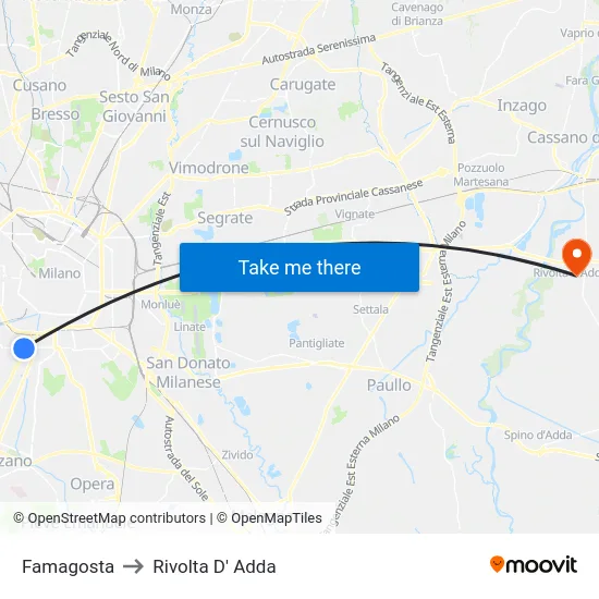 Famagosta to Rivolta D' Adda map