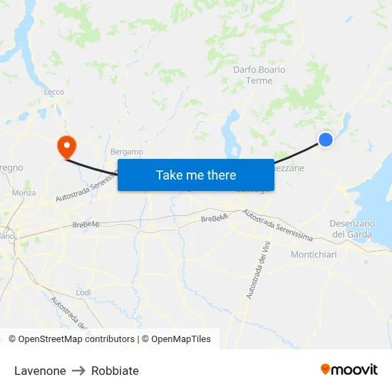 Lavenone to Robbiate map