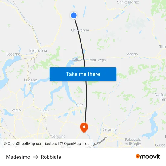 Madesimo to Robbiate map