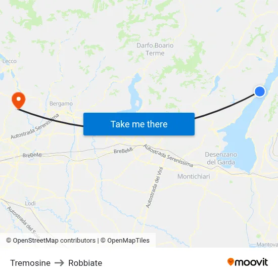 Tremosine to Robbiate map