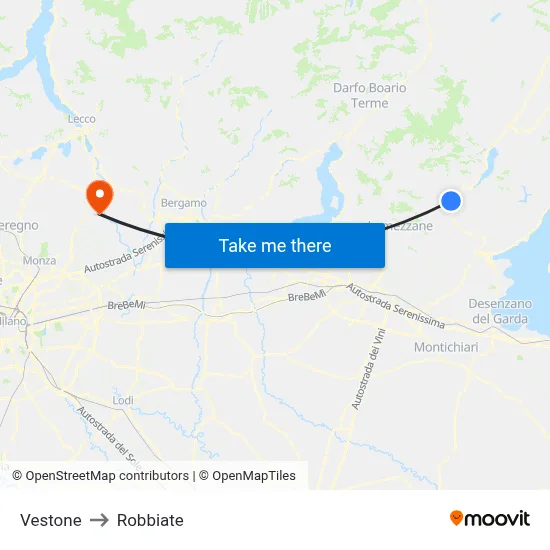 Vestone to Robbiate map