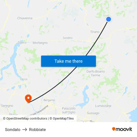 Sondalo to Robbiate map