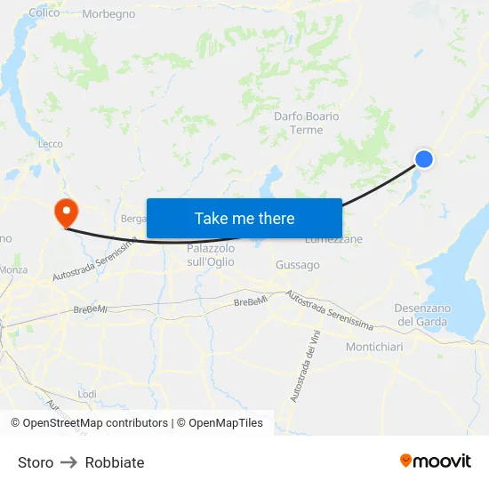 Storo to Robbiate map