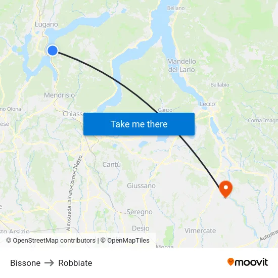 Bissone to Robbiate map
