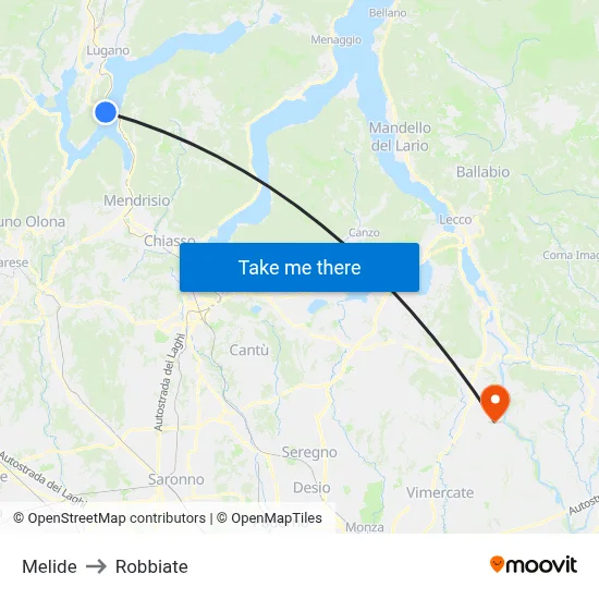 Melide to Robbiate map