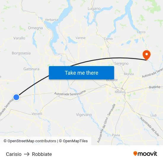 Carisio to Robbiate map