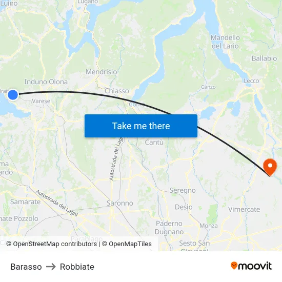 Barasso to Robbiate map