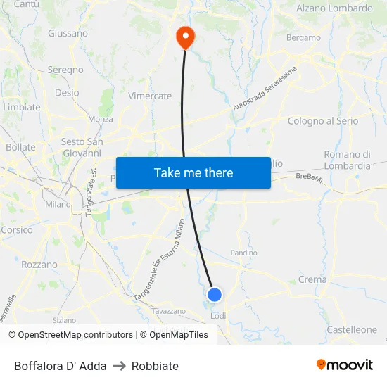 Boffalora D'Adda to Robbiate map