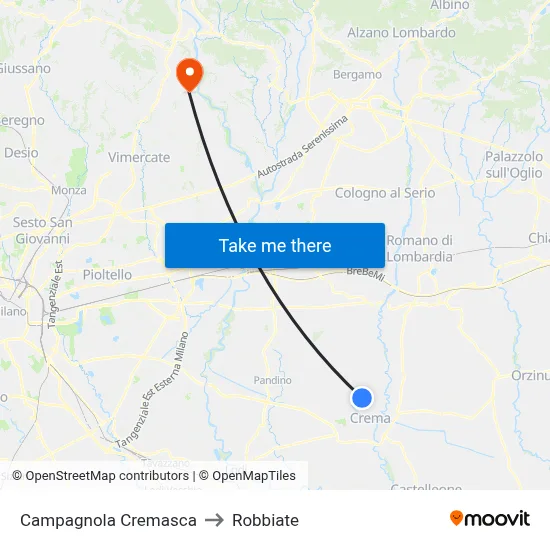 Campagnola Cremasca to Robbiate map