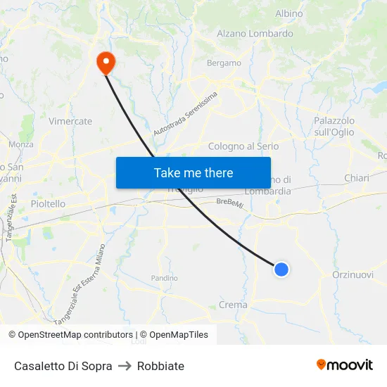 Casaletto Di Sopra to Robbiate map