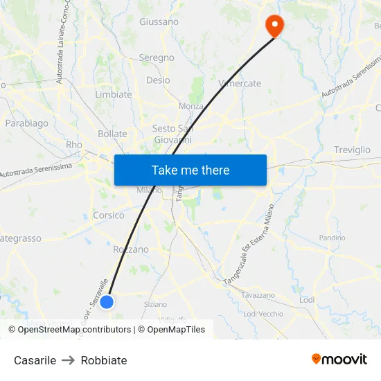 Casarile to Robbiate map