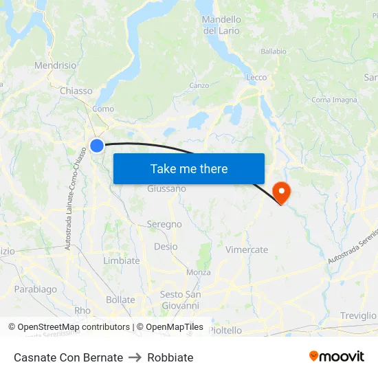 Casnate Con Bernate to Robbiate map