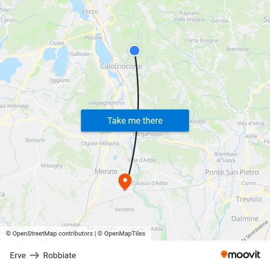 Erve to Robbiate map