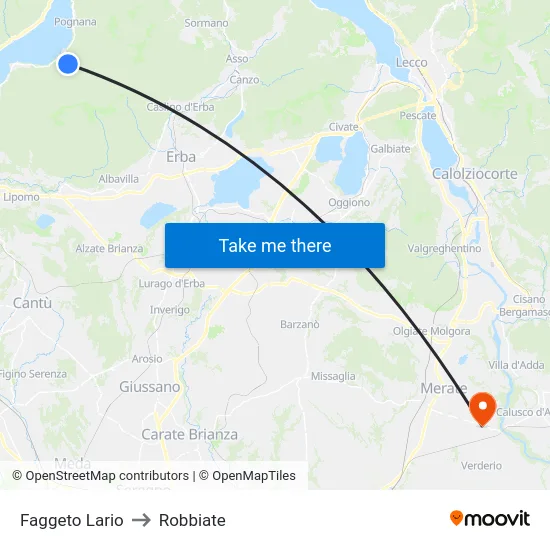 Faggeto Lario to Robbiate map