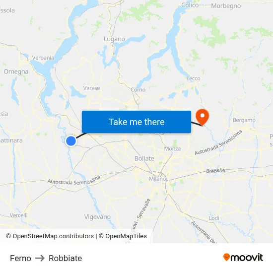 Ferno to Robbiate map