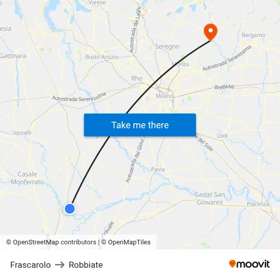 Frascarolo to Robbiate map