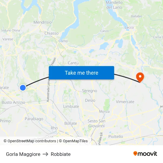 Gorla Maggiore to Robbiate map