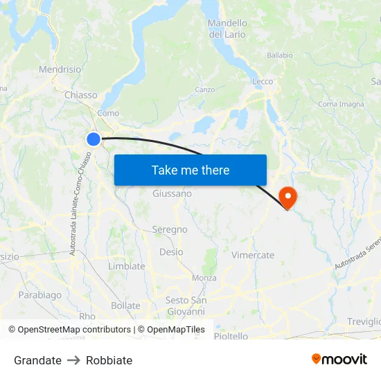 Grandate to Robbiate map