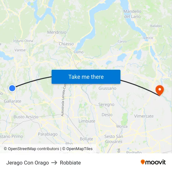 Jerago con Orago to Robbiate map