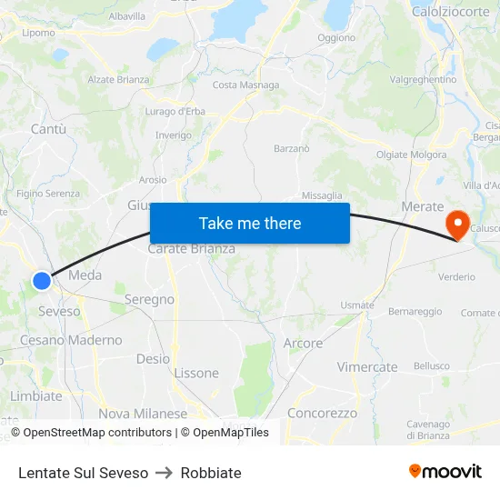Lentate Sul Seveso to Robbiate map