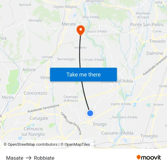 Masate to Robbiate map