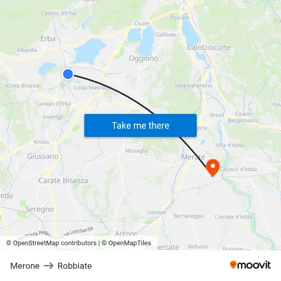 Merone to Robbiate map