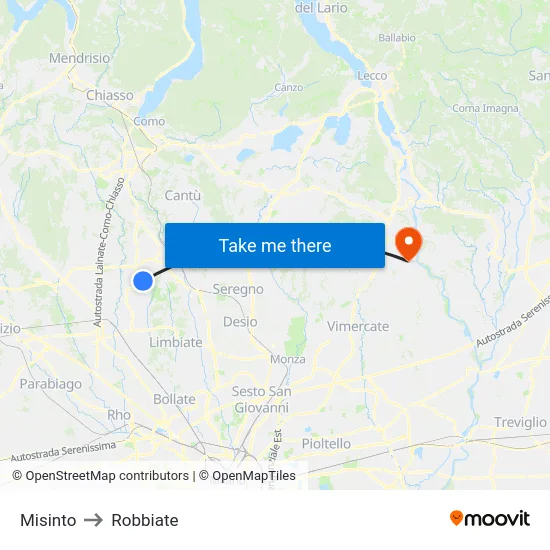 Misinto to Robbiate map