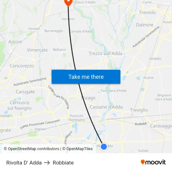 Rivolta d'Adda to Robbiate map