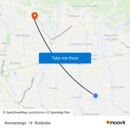 Romanengo to Robbiate map