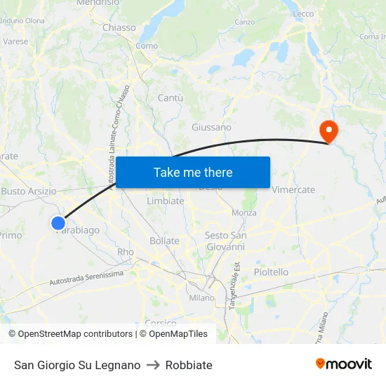 San Giorgio Su Legnano to Robbiate map