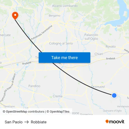 San Paolo to Robbiate map