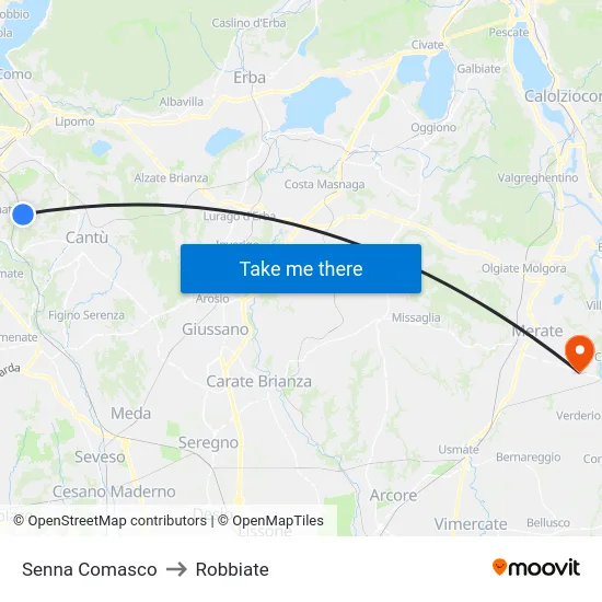 Senna Comasco to Robbiate map