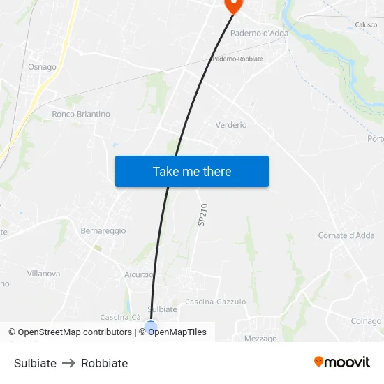Sulbiate to Robbiate map