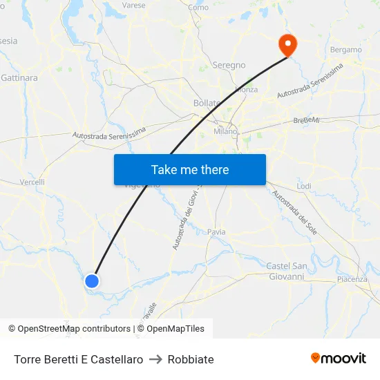 Torre Beretti e Castellaro to Robbiate map