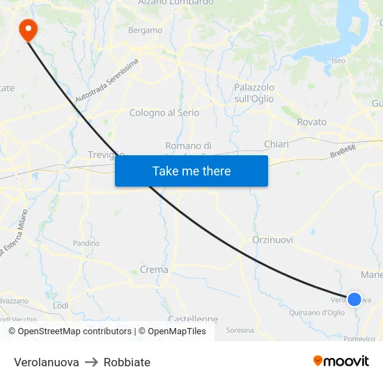 Verolanuova to Robbiate map