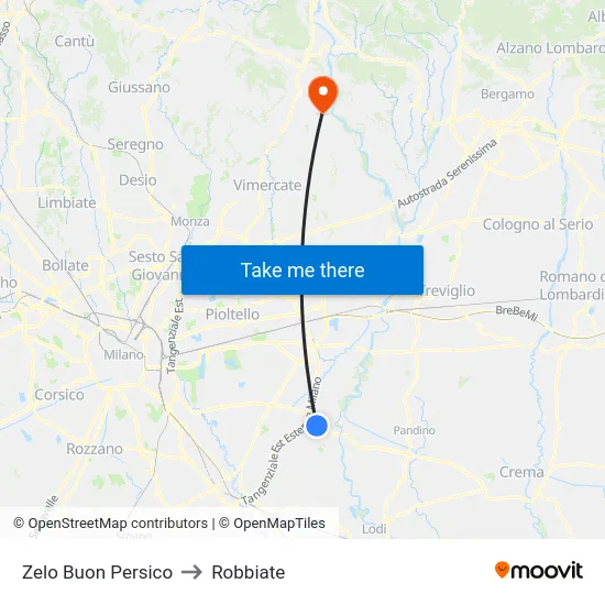Zelo Buon Persico to Robbiate map