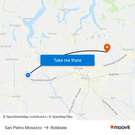 San Pietro Mosezzo to Robbiate map