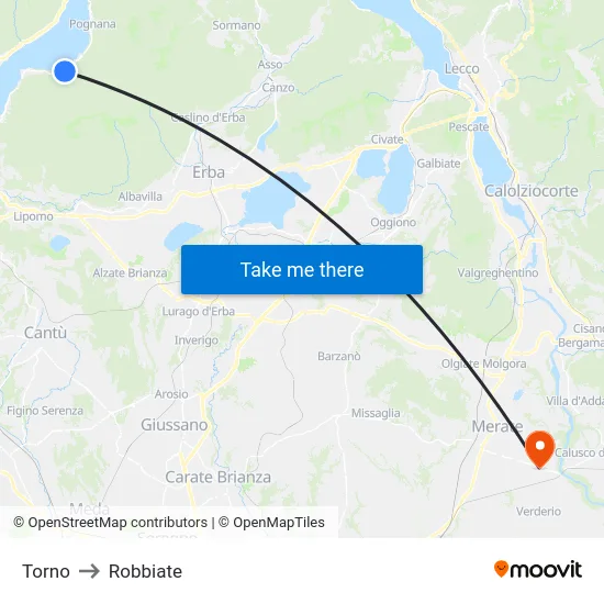 Torno to Robbiate map