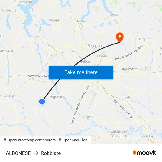 Albonese to Robbiate map
