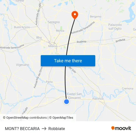 Mont'Beccaria to Robbiate map