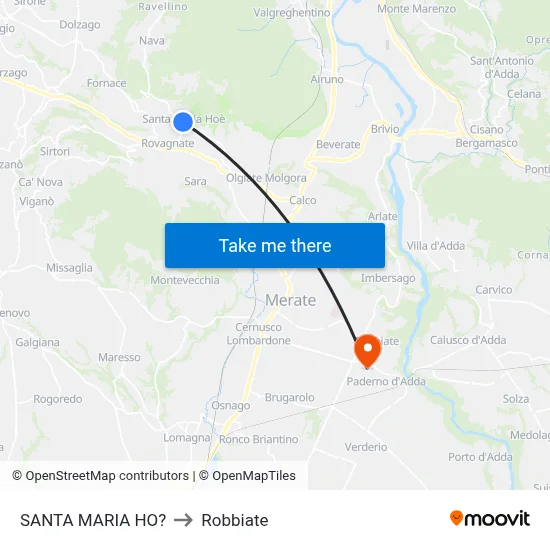 Santa Maria Ho? to Robbiate map