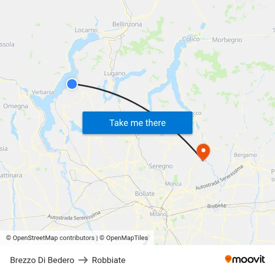 Brezzo Di Bedero to Robbiate map