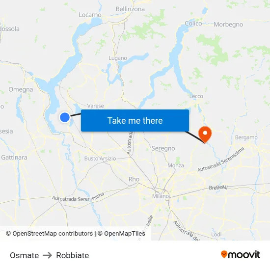 Osmate to Robbiate map