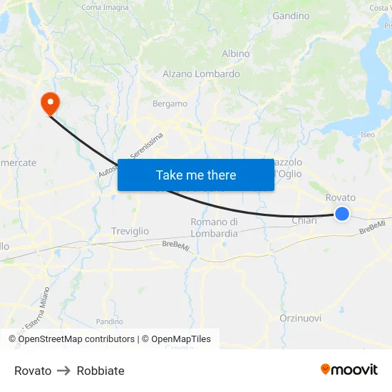 Rovato to Robbiate map