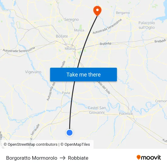 Borgoratto Mormorolo to Robbiate map