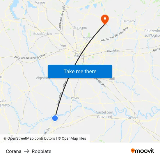 Corana to Robbiate map